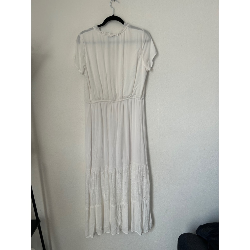 Sonoma Maxi Dress Womens L White Eyelet Tiered Boho Coastal Cottagecore Coquette - Picture 4 of 13